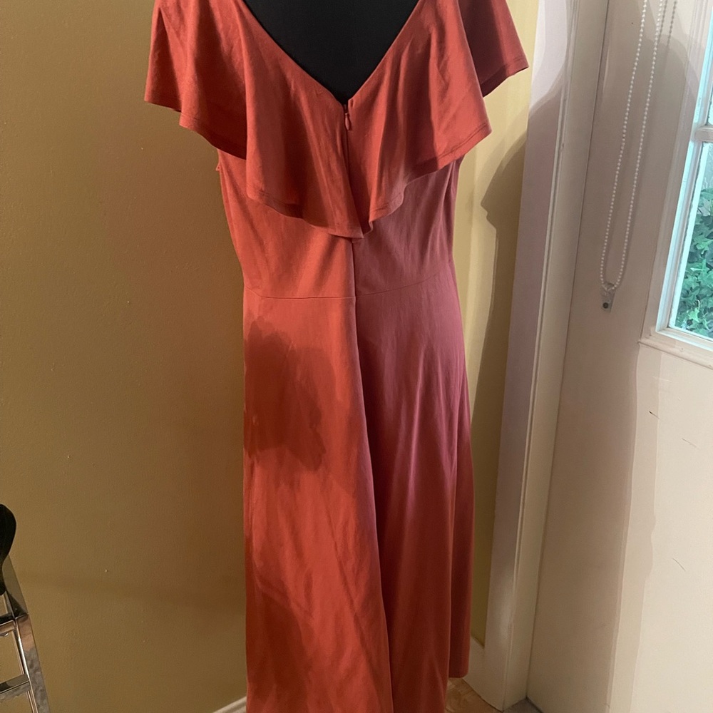 Rust Orange Ruffle Midi Dress - Picture 2 of 3